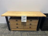 GLADIATOR WOOD TOP METAL FRAME WORK STATION 72&rdquo; x 24&rdquo; x 37&rdquo; W/ 6 DRAWER WOOD CABINET<br/>(2ND FLOOR OFFICE, STAIRS ONLY, IN GIGAFACTORY)