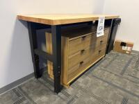 GLADIATOR WOOD TOP METAL FRAME WORK STATION 72&rdquo; x 24&rdquo; x 37&rdquo; W/ 6 DRAWER WOOD CABINET<br/>(2ND FLOOR OFFICE, STAIRS ONLY, IN GIGAFACTORY) - 2