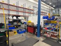 (4) GORBEL METAL WORKSTATIONS 60&rdquo; x 30&rdquo; x 33&rdquo;, (3) WIRE RACKS W/ CONTENT AND ULINE MOBILE STORAGE CABINET (5) CARTS<br/>[LOCATION: GIGAFACTORY] - 3