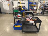 (4) GORBEL METAL WORKSTATIONS 60&rdquo; x 30&rdquo; x 33&rdquo;, (3) WIRE RACKS W/ CONTENT AND ULINE MOBILE STORAGE CABINET (5) CARTS<br/>[LOCATION: GIGAFACTORY] - 4