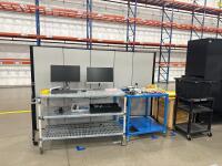 (4) GORBEL METAL WORKSTATIONS 60&rdquo; x 30&rdquo; x 33&rdquo;, (3) WIRE RACKS W/ CONTENT AND ULINE MOBILE STORAGE CABINET (5) CARTS<br/>[LOCATION: GIGAFACTORY] - 5