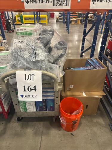 LOT OF MICROFLEX DISPOSAL GLOVES XS-L, FACESHIELD VISORS, CART<br/>[LOADING DOCK]