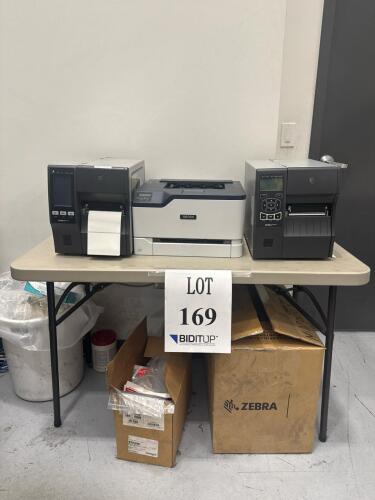 (1) ZEBRA LABLE PRINTER MODEL: ZT411; (1) ZEBRA LABLE PRINTER ZT43 ;(1) XEROX PRINTER C230 W/ TABLE