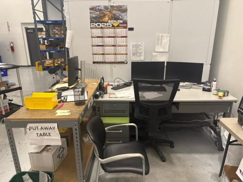 ULINE WORK STATION 71&rdquo;X35&rdquo; W/CONTENT; (1) METAL SHELF W/CONTENT<br/>[MRO ROOM]