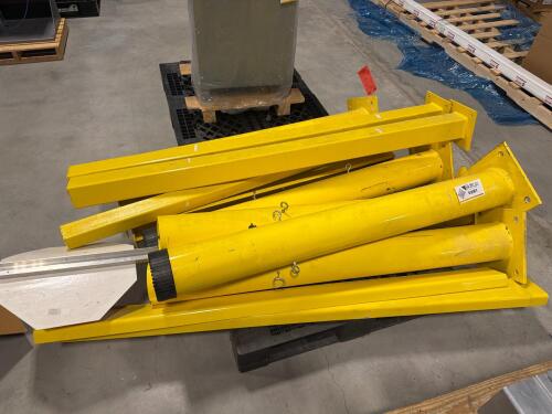 Yellow industrial guard rail posts/bollard posts