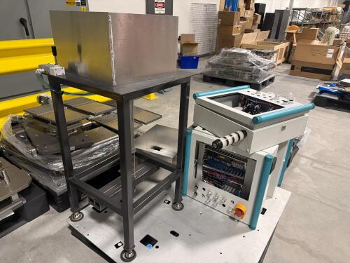(3) Kacon Industrial Control Panels Audible alarm, & Automated pneumatic press