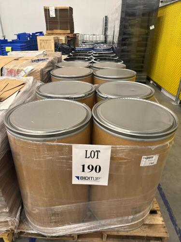 8 PALLETS OF ASSORTED DRUMS AND 4 TOTES (LOCATION: LOGISTICS)