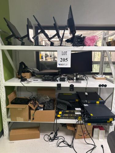 LOT OF ASSORTED MONITORS, SCANNERS, AND CISCO SWITCHES [LOCATION: B151 IT ROOM]