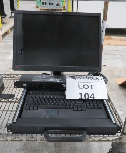 Rack Mount Keyboard Trackpad Drawer & Tripplite AC line & Spike Protector 120 w/ Lenovo Monitor