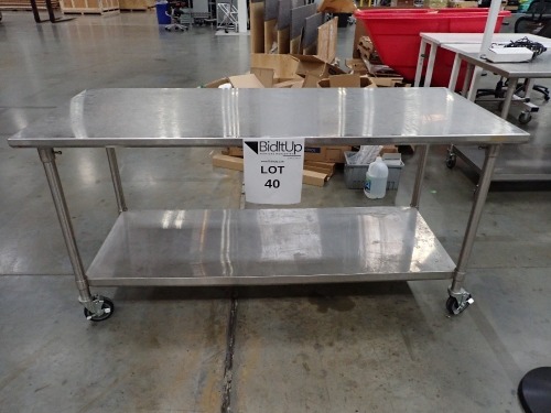 ROLLING STAINLESS STEEL WORK TABLE 72x30x36in