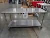 ROLLING STAINLESS STEEL WORK TABLE 72x30x36in
