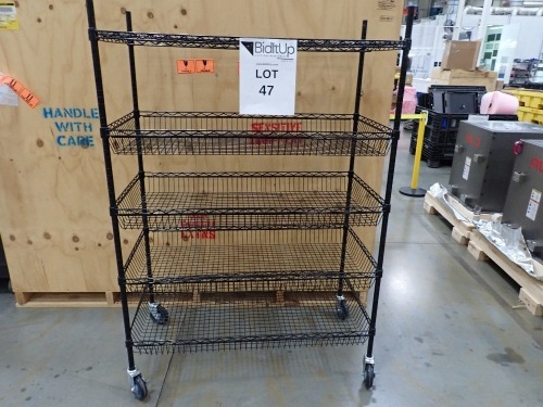 ROLLING WIRE SHELVING BLACK 48x24x70in