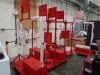 LOT OF 5 CUSTOM BUILT ROLLING TV STANDS RED 63x98in - 2