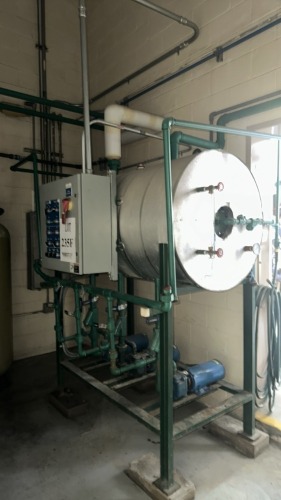 Industrial Boiler System with Control Panel, Multiple Pumps, Insulated Tank