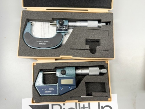 Lot of (2) Mitutoyo Micrometers (1) 25-50mm - NO.193 - 112 (1) 0-1" -N0.293-761-30