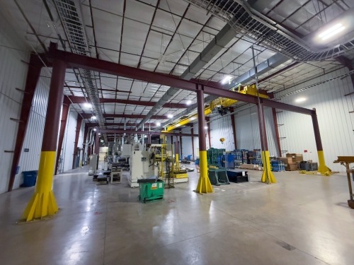 ProServe Crane Group 7 1/2 ton Overhead Bridge Crane (Pendant controlled with Sawbox 7.5 Ton Hoist) Approximately 20' ft Post Height Freestanding / 70 Span x 60" Travel approx.