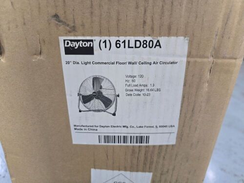 Dayton 20" Light Commercial Fan - UNUSED