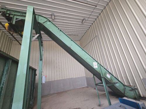 ~100ft. MayFran Steel Belt Press Scrap Conveyor Line and Dumping Mechanism