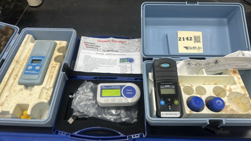 LOT (3) REFRACTOMETER AND POCKET COLORIMETERS, (1) HACH II, (1) BETZ, and (1) SPER SCIENTIFIC