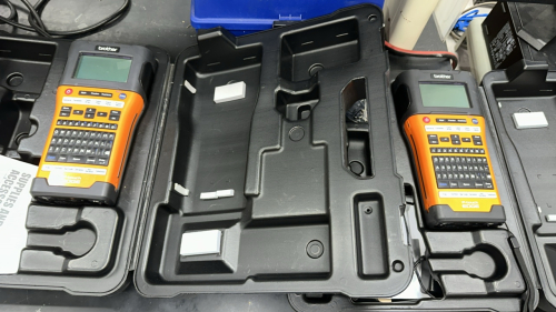 LOT (2) BROTHER P-TOUCH EDGE ELECTRONIC LABELING MACHINES WITH CASE
