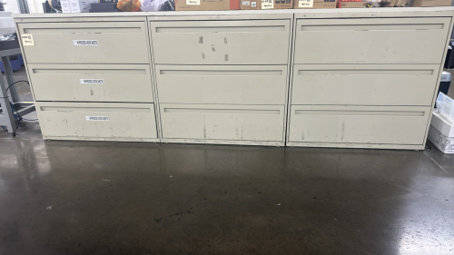 LOT (6) 3-DRW LATERAL FILES WITH WOOD TOP