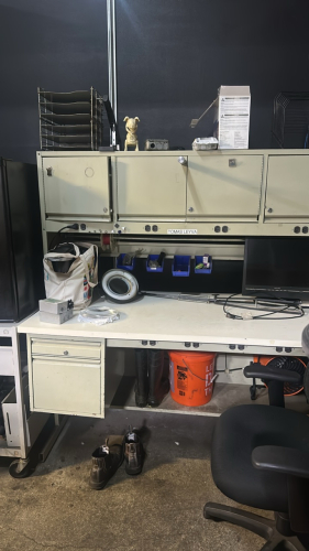 LOT (3) DESK WITH OVERHEAD AND POWER