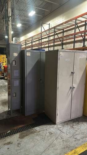 LOT (2) STORAGE CABINETS AND (1) LYON 2 PERSON LOCKER