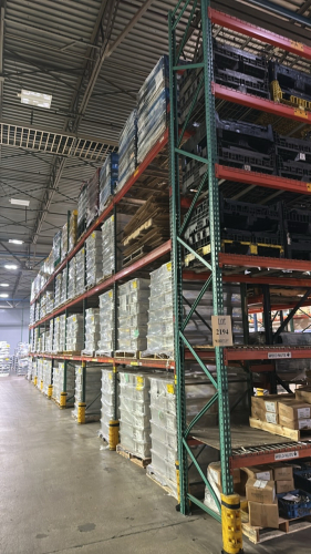 LOT (16) SEC. OF ASST'D PALLET RACKING WITH (110) BEAMS, (110) WIRE TRAYS, UPRIGHT ARE APPORX. 20&rsquo; FT HEIGHT, 3 UPRIGHT ARE APPROX. 16' FT HEIGHT, 42&rdquo; W