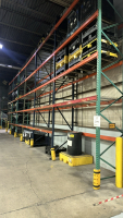 LOT (9) SEC. Of ASST'D PALLET RACKING, WITH (80) BEAMS, (70) WIRE TRAYS, UPRIGHTS ARE APPROX. 19&rsquo; FT HEIGHT X 42&rdquo; W, WIRE MESH iIN BACK