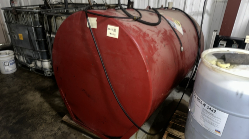 Red Steel Fuel Storage Tank, 74&rdquo; L x 44&rdquo; W x. 46 1/2&rdquo; H