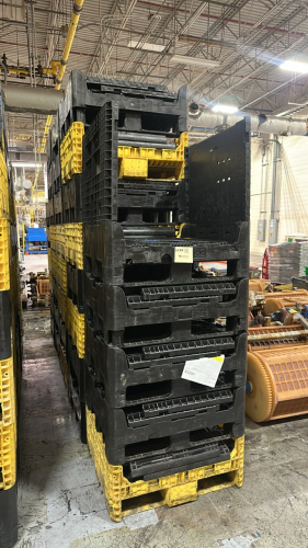 LOT (35) ASST&rsquo;D BLACK AND YELLOW 30&rdquo; x 32&rdquo; x 34&rdquo; H PLASTIC COLLAPSIBLE PALLETS