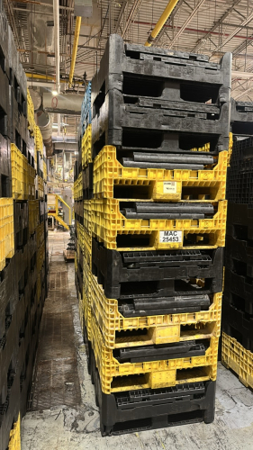 LOT (35) ASST&rsquo;D BLACK AND YELLOW 30&rdquo; x 32&rdquo; x 34&rdquo; H PLASTIC COLLAPSIBLE PALLETS
