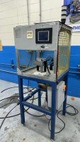 SEATBELT TESTING STATION WITH (2) KEYENCE VISION SENSORS AND AUTOMATION DIRECT SCREEN