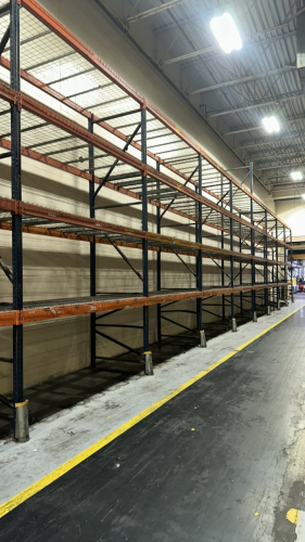 LOT (11) SEC. OF ASST'D PALLET RACKING WITH (68) BEAMS, (68) WIRE TRAYS, UPRIGHT ARE APPORX. 16&rsquo; FT HEIGHT 48&rdquo; W