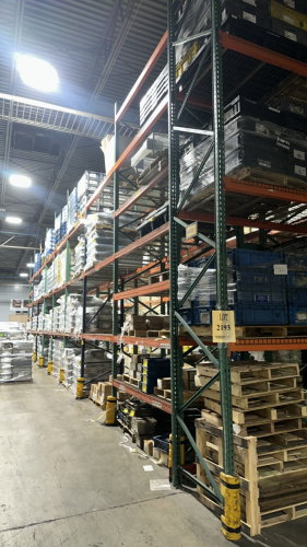 LOT (17) SEC. OF ASST'D PALLET RACKING WITH (110) BEAMS, (110) WIRE TRAYS, UPRIGHT ARE APPORX. 20&rsquo; FT HEIGHT, 1 UPRIGHT IS APPROX. 16' FT HEIGHT, 42&rdquo; W