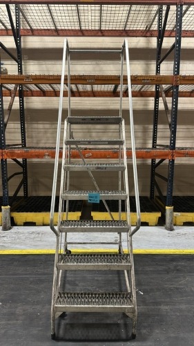 Triarc 7 Step Aluminum Safety Rolling Ladder, 350 lb. Max Capacity