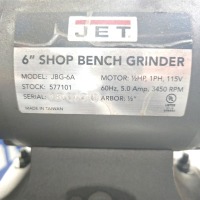 JET #JBG-6A 6" Pedestal Grinder; 1/2HP; 3450RPM; 1/2" Arbor; 115V 60Hz 1~, 5.0A - 4