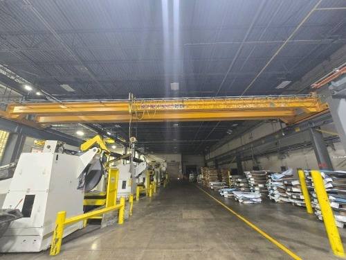 Konecranes 7.5 Ton Double Girder Overhead Bridge Crane With CXT Electric Wire Rope Hoist, ~40ft. Span / 70ft. Length / 12ft. Height Crane Runway Frame