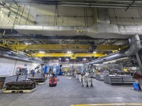 Lot (2) CraneMann 3 Ton Single Girder Overhead Bridge Cranes, (1) Detroit 3 Ton Electric Wire Rope Hoist and (1) Konecranes 3 Ton Electric Wire Rope Hoist ~35ft. Span / ~30ft. Length; Crane Runway Railing