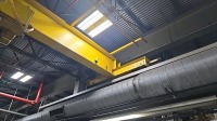Lot (2) CraneMann 3 Ton Single Girder Overhead Bridge Cranes, (1) Detroit 3 Ton Electric Wire Rope Hoist and (1) Konecranes 3 Ton Electric Wire Rope Hoist ~35ft. Span / ~30ft. Length; Crane Runway Railing - 4