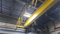 Lot (2) CraneMann 3 Ton Single Girder Overhead Bridge Cranes, (1) Detroit 3 Ton Electric Wire Rope Hoist and (1) Konecranes 3 Ton Electric Wire Rope Hoist ~35ft. Span / ~30ft. Length; Crane Runway Railing - 5