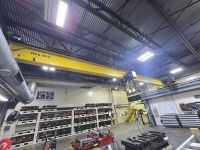 Lot (2) CraneMann 3 Ton Single Girder Overhead Bridge Cranes, (1) Detroit 3 Ton Electric Wire Rope Hoist and (1) Konecranes 3 Ton Electric Wire Rope Hoist ~35ft. Span / ~30ft. Length; Crane Runway Railing - 7