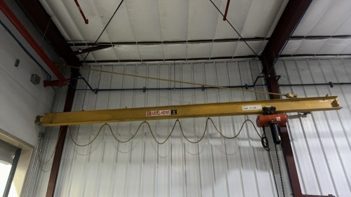 Abell-Howe 1 Ton Top-Braced Wall Mounted Jib Crane With CM Lodestar 1-Ton Electric Chain Hoist
