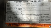 Toyota Propane Forklift Model: 8FGC45U-BCS, Capacity: 9000 Lbs, 60&rdquo; Forks, Hours: 11378 - 13