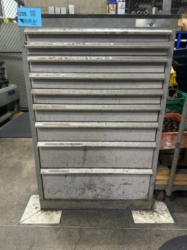 Metal Heavy Duty 9 Drawer Cabinet , 29&rdquo;W X 27.5&rdquo;D X 44&rdquo;H With Asst&rsquo;d cutting tooling