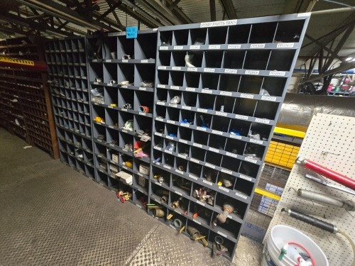 Lot of (3) Bins and Assorted Contents - Valves, Sensors, Seals, etc.
