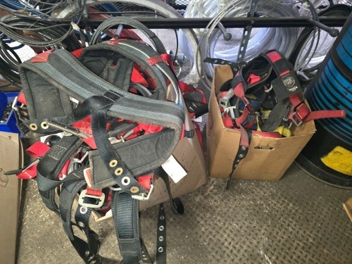 Lot of (2) Boxes and Assorted Safety Harnesses and Equipment