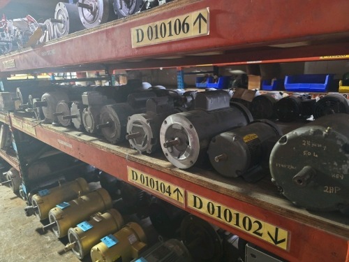 Assorted Lot of Shelf Row Half - Misc. Motors and Pump