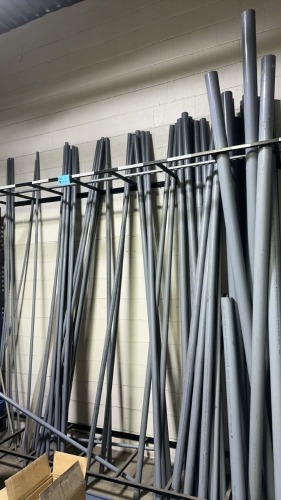 Lot Asstd PVC Pipes With Rack, Rack 120&rdquo; L x 25&rdquo; D x 97&rdquo; H