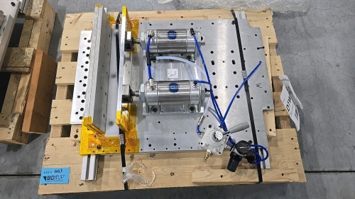 Custom Battery Compression<br/>Fixtures w/ Bimba #702-DXP-00MC Air Cylinders